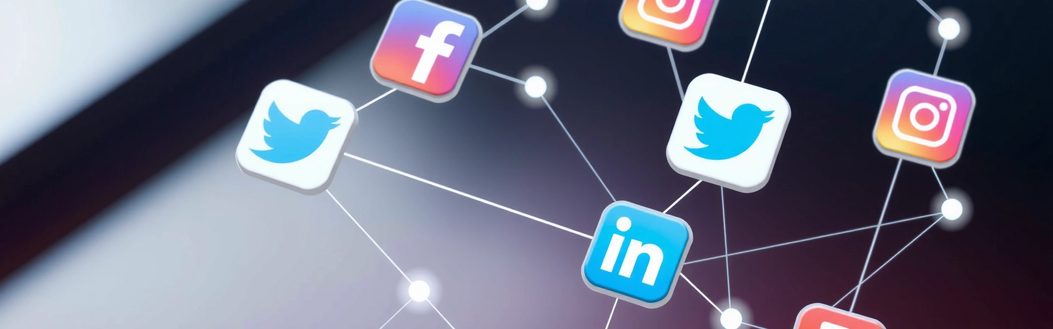 Iconos de redes sociales flotando dinámicamente