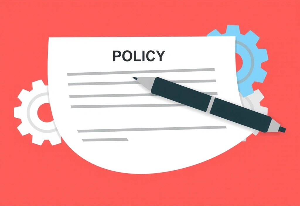 Ilustración de un documento legal con un bolígrafo, simbolizando actualizaciones de políticas