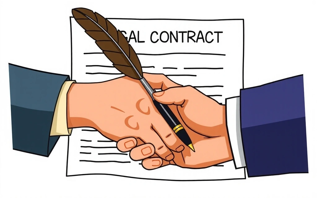 Ilustración de un contrato y un acuerdo legal, simbolizando los términos de servicio.