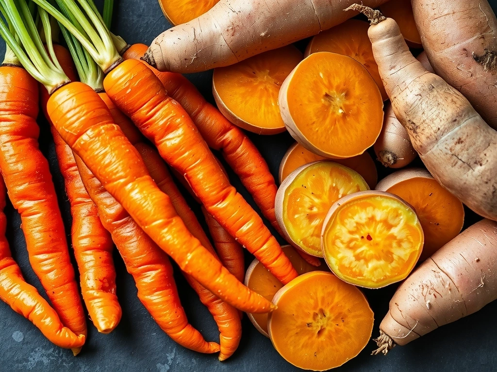 Zanahorias y batatas, alimentos ricos en Vitamina A
